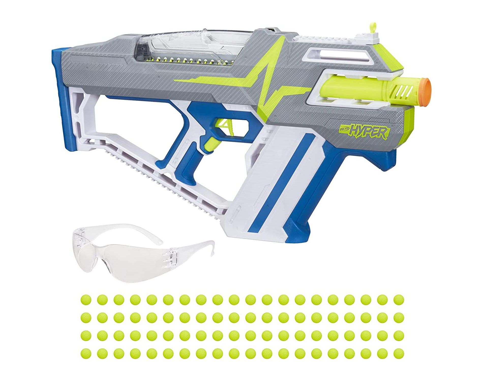 Nerf Hyper Mach-100 Fully Motorized Blaster – Includes 80 Rounds, 110 FPS Velocity, Eyewear, and Tactical Rails