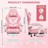 Hoffree Kids Massage Gaming Chair Ergonomic Office Chair with RGB Footrest Pink White - image 3 of 4