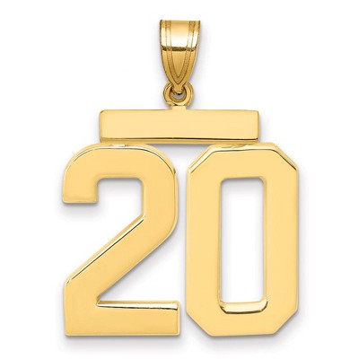 Black Bow Jewelry 14k Yellow Gold, Athletic Collection, Large Polished Number 20 Pendant