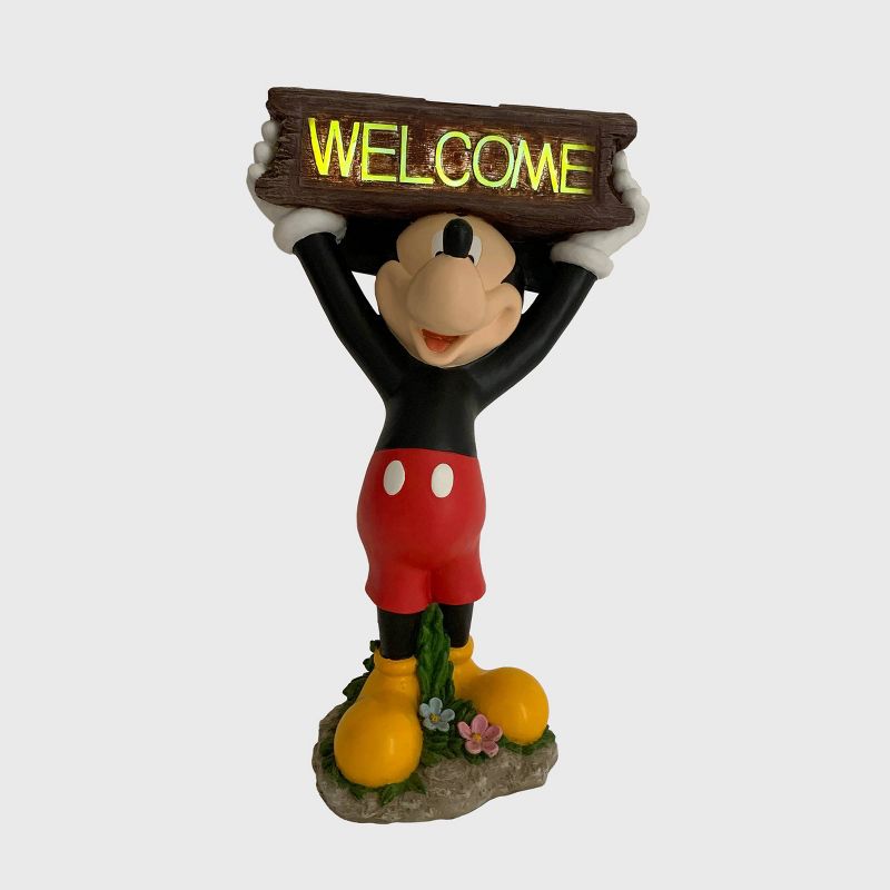 Disney 22.25&#34; Mickey Mouse Solar Resin/Stone Statue With A Welcome Sign, 5 of 8