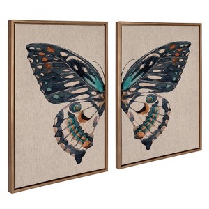 Kate & Laurel All Things Decor 23"x33" 2pc Sylvie Butterfly Diptych Linen Framed Canvas Art by The Creative Bunch Set Gold - 1 of 4