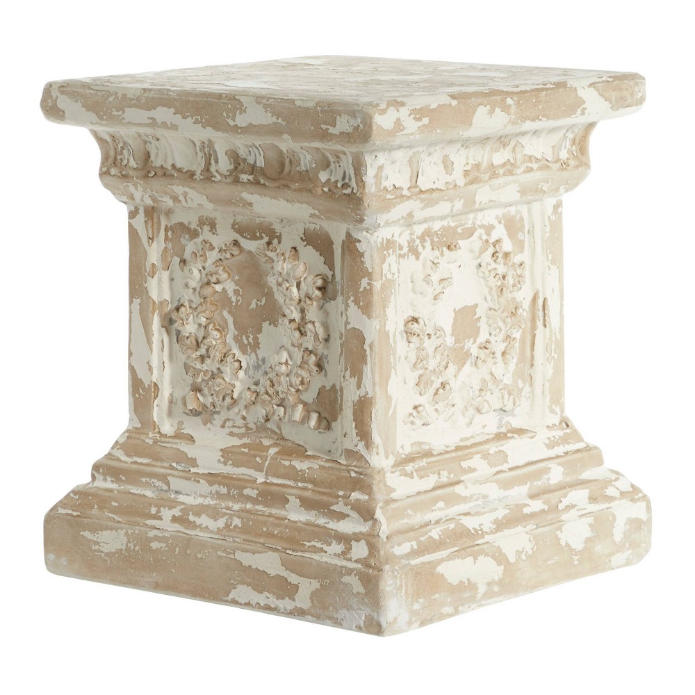 Accent Table Square Distressed Finish Beige And White – Olivia & May For Sale