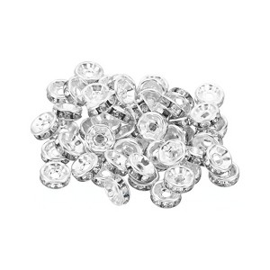 Unique Bargains Rhinestone Small Round Bulk Glass Spacer Beads for Jewelry Making 100 Pcs - 1 of 4