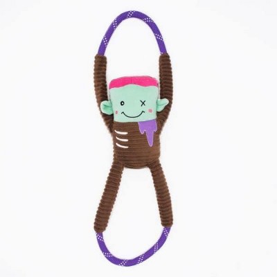 ZippyPaws RopeTugz Dog Toy, Durable Rope for Tugging and Chewing, Plush Body with Squeaker, Zombie