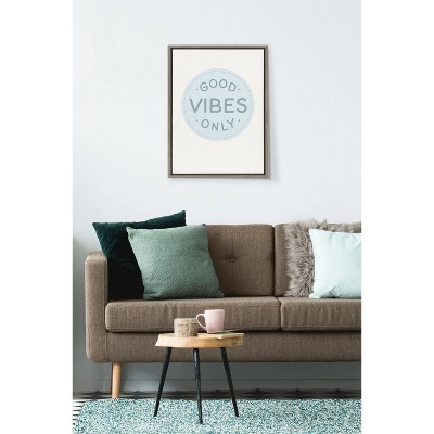 Good Vibes Only Pale Blue Canvas Motivational Print