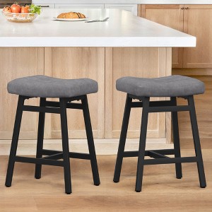 Arceso Counter Height Bar Stools Set, Barstools with Thick Faux Leather Saddle Seat & Heavy Duty Metal Legs,24Inch Kitchen Counter Stools - 1 of 4