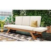 APRILSOUL Outdoor Adjustable Patio Wooden Daybed Sofa Chaise Lounge with Cushions for Small Places - 3 of 4