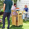 Outsunny Outdoor Grill Cart with Wheels, Storage Cabinet, Solid Wood Outdoor Kitchen Island with Stainless Steel Top, Integrated Hole - 2 of 4