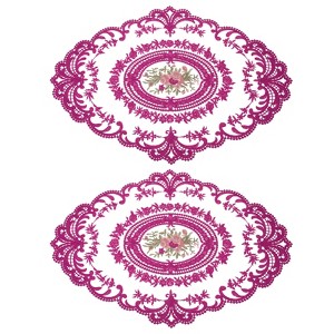 Unique Bargains Retro Lace Embroidered Polyester Placemat 2 Pcs - 1 of 4