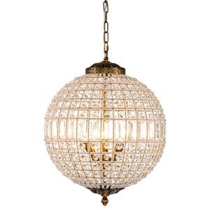 LLHZSY LLHZSY 1/3/5-Light Retro French Crystal Globe Chandelier-Beaded Accent Globe Shade, Adjustable Height-Antique Brass/Antique Bronze - 1 of 4