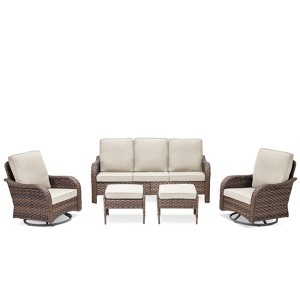 Buenhomino Patio Wicker Chairs Swivel Rocker Outdoor Rocking Chairs Set - 1 of 4