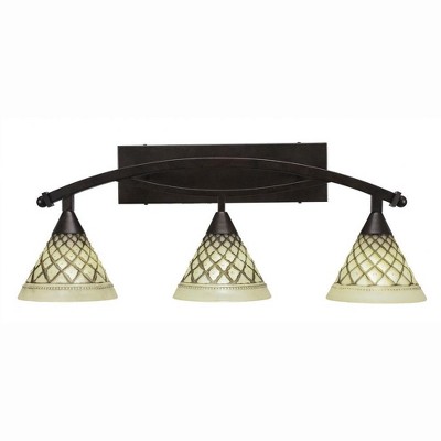 Toltec Lighting Bow 3 - Light Vanity in  Bronze with 7'' Chocolate Icing Shade