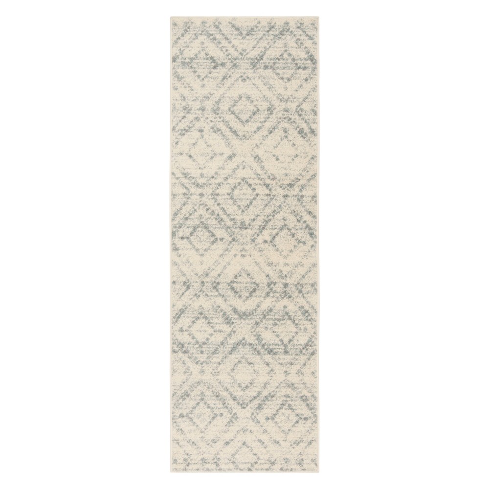 2'6inx8' Runner Ivory/Light Blue Geometric Loomed - Safavieh