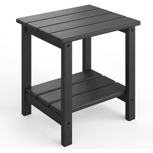 Outdoor Adirondack Side Table, 2-Tier Sturdy Patio End Table Weather Resistant, Outdoor Square Side Tables for Patio, Poolside, Porch, Backyard - 1 of 4