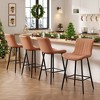 SKRAN Counter Height Bar Stools, Faux Leather Barstool Set of 2, Fabric Seat and Back for Dining Room, Kitchen and Islands - 2 of 4