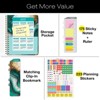 HARDCOVER 2026 Planner, 8.5"x11": 14 Months (Nov 2025-Dec 2026), Daily/Weekly/Monthly,  Bookmark, Pocket Folder w Sticky Notes (Teal Gold Marble) - 2 of 4