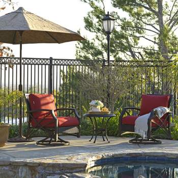 Kinger Home 2-piece Rattan Wicker Outdoor Swivel Chair Set With A Grey Cast Aluminum Frame