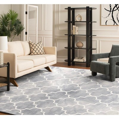 Grey and Ivory Hand-Tufted Wool Rectangular Area Rug