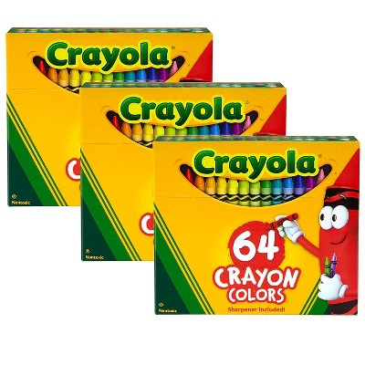 Crayola Regular Size Crayons Assorted Colors 64/Box 3 Boxes (BIN64-3) 