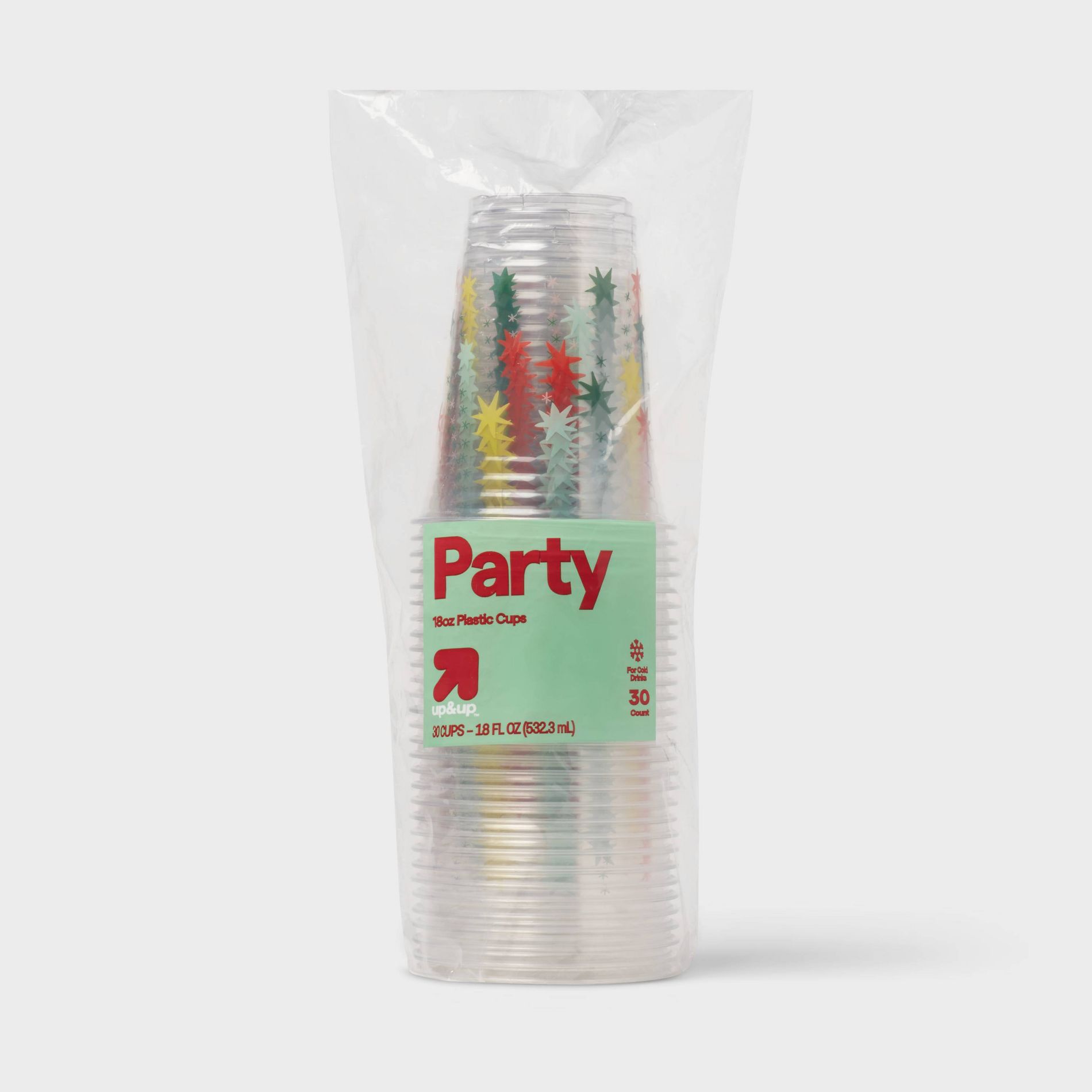 Holiday Disposable Clear Cup - Quilted Star - 18oz/30ct - up&up™