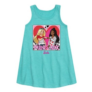 Girls' - Barbie - Friends Rock Graphic Sleeveless Aline Dress - 1 of 3