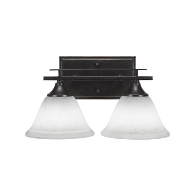 Toltec Lighting Uptowne 2 - Light Vanity in  Dark Granite with 7" White Muslin Shade