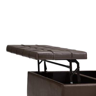 Elliot 36" Chocolate Brown Tufted Faux Leather Cocktail Ottoman