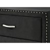 1pc Glam Style Two Drawers Nightstand Fabric Upholstered Nailhead Tufted Tempered Glass Wood Metal Fabric Bedroom Furniture - 3 of 4