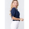 Slickblue Women's Smocked Ruched Top, Elbow Sleeve Woven Blouse for Trendy Look, Mauve, S - 3 of 4