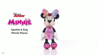 Disney Junior Minnie Mouse Sparkle and Sing Minnie Mouse, 13 Inch Feature  Plush with Lights and Sounds, Kids Toys for Ages 3 up