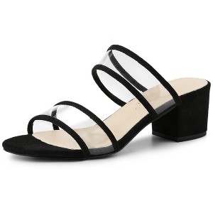 Allegra K Women's Clear Strap Block Heel Slide Sandals - 1 of 4