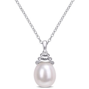 EVERLY JEWELRY | Sterling Silver 8-8.5mm Cultured Freshwater Pearl Drop Pendant with Chain - 18 in - 1 of 4