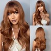 Jessie's Wig 24-26 Inch Body Wave Wig 13x5 Pre Cut Lace Brown Color With Bangs 1 Pcs/Pack - 3 of 4