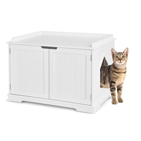 Tangkula Litter Box Enclosure, Cat Litter Box Furniture Hidden
