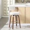 Bekrvio 26" Faux Leather Swivel Bar Stools Set of 1/2/3/4,Mid Century Modern Counter Chairs with Wood Legs and Curved Back for Kitchen Island - 3 of 4