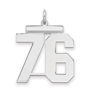 Black Bow Jewelry Sterling Silver, Athletic Collection, Large Polished Number 76 Pendant - 1 of 3