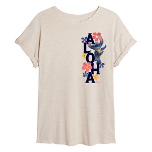 Women's - Lilo and Stitch - Aloha Stitch Oversized Graphic T-Shirt - 1 of 4