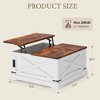 QingMoon Lift-Top Coffee Table, Square Wood Center Table, Farmhouse Tea Table with Power Outlets and Storage for Living Room, Dens and Office - 4 of 4