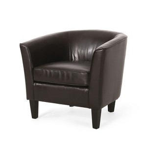 NicBex Faux Leather Accent Chair,Upholstered Living Room Chairs with Mid-Height Backrest and Birch Wood Legs,Accent Chairs for Living Room,Brown - 1 of 4