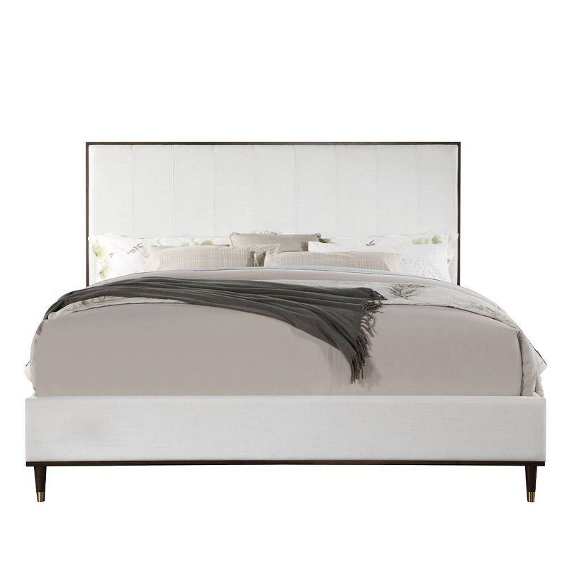 64.25&#34; Queen Bed Carena Bed Light Gray Fabric White Brown Finish - Acme Furniture, 5 of 8