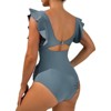 Coolmee Women Maternity Cutout Slimming Tummy Control V Neck Wrap Loose Ruffled Short Sleeve Belly-Covering One Piece Swimsuit - 4 of 4