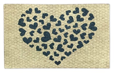 J&V TEXTILES "Hearts" Outdoor Coir Doormat 18" x 30"