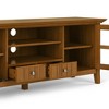 60" Wood TV Media Stand with Cord Management, Tempered Glass Doors and Bottom Drawers for Living Room and Bedroom - 2 of 4