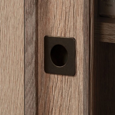 Brushed Oak China Cabinet with Safety-Tempered Glass Doors