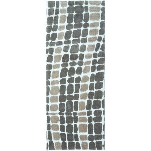 Simple Spaces Fractured Waves Runner Rug, 21" x 54" – Abstract Coastal Design in Blue and Beige for Hallways and Entryways - 1 of 3