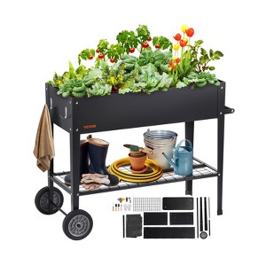 VEVOR Raised Garden Bed, 42.5 x 19.5 x 31.5 inch Galvanized Metal Planter Box, Elevated Outdoor Planting Boxes with Legs, Black - 1 of 4