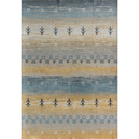 watercolor horizon woven cotton rug