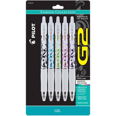 Pilot 5ct G2 Fashion Collection Gel Ink Pens Fine Point 0.7mm