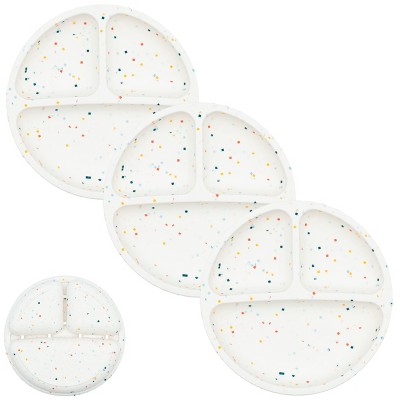 WeeSprout Toddler Plates, Silicone Divided Dishes for Toddlers and Kids, BPA-Free, 3 Pack