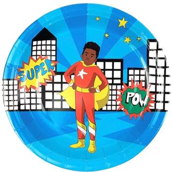 Anna + Pookie 9" Red Super Hero Paper Party Plates 8 Ct.